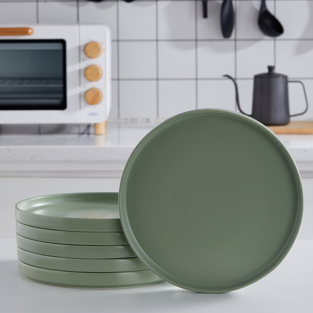 Stone Lain Stella Dinner Plate 6-Piece Set, Round, Porcelain, Honeydew