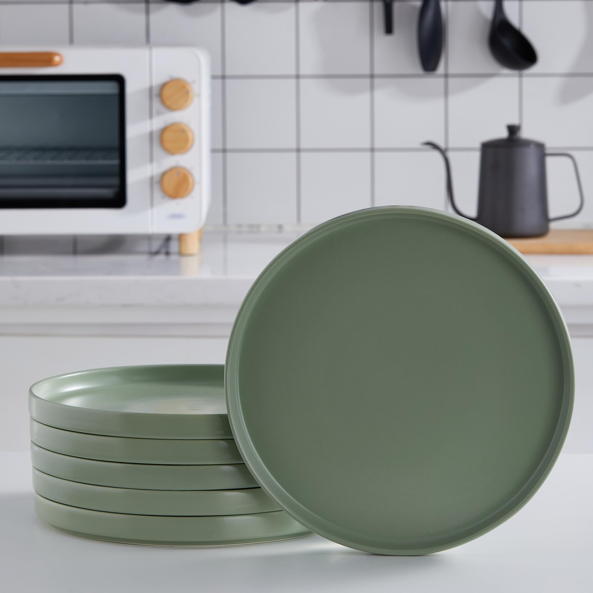 Stone Lain Stella Dinner Plate 6-Piece Set, Round, Porcelain, Honeydew