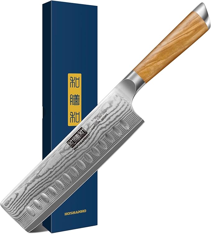 HOSHANHO Damascus Nakiri Knife 6.5", Sharp Kitchen Knife for Vegetables