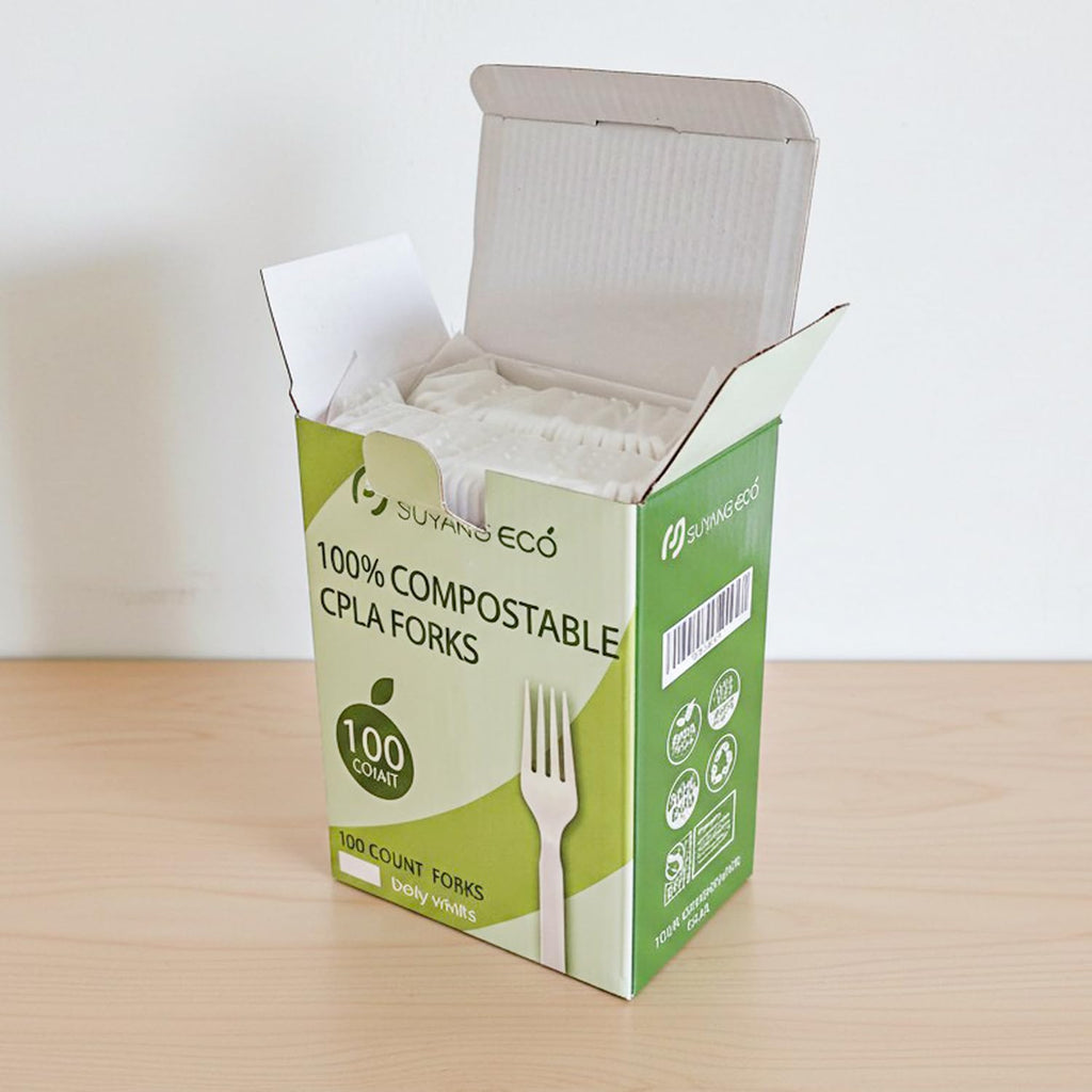 SUYANGECO Compostable Forks 100 Count Heavy Duty Disposable Forks