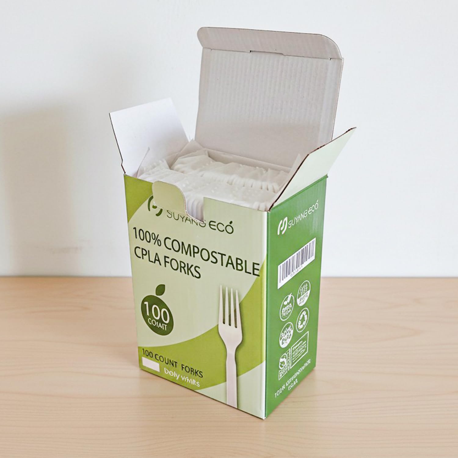 SUYANGECO Compostable Forks 100 Count Heavy Duty Disposable Forks
