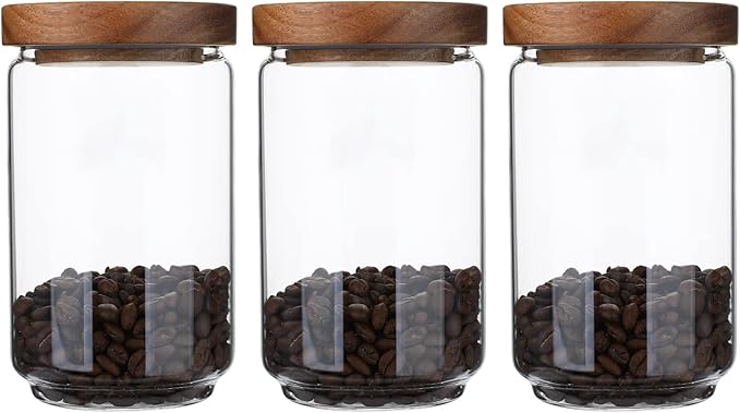 Homtop Glass Storage Jars with Wood Lids 25 Oz