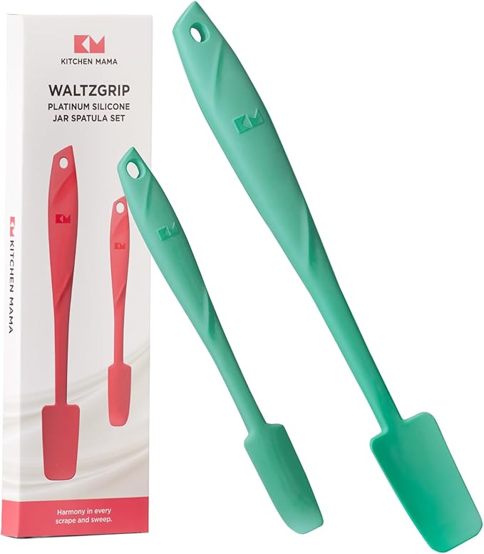Kitchen Mama WaltzGrip Platinum Silicone Jar & Can Spatula Set, Teal