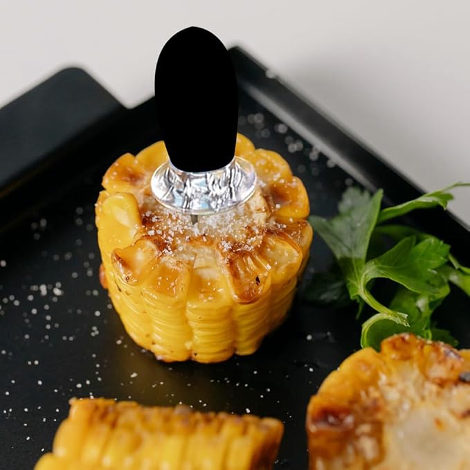 PEOUWNES 16Pcs/8 Pairs Black Corn Holders, Stainless Steel Corn Cob Holders