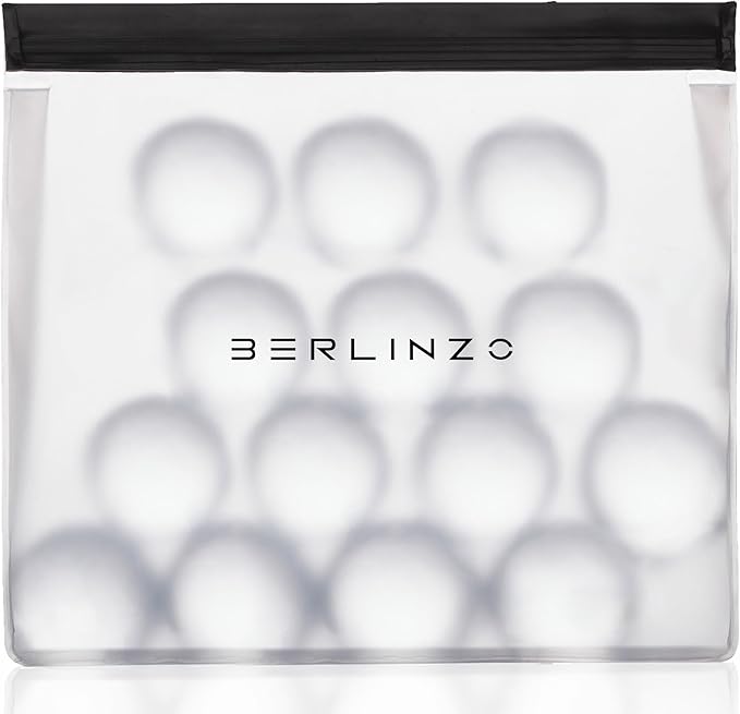 BERLINZO Large Reusable Ice Storage Bag - Freezer Safe Leak Proof Lunch Bag for Ice and Food Storage - BPA-Free XL Size
