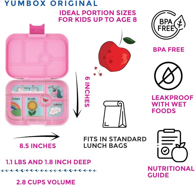 Yumbox Original Bento Lunch Box for Kids (Power Pink Unicorn)