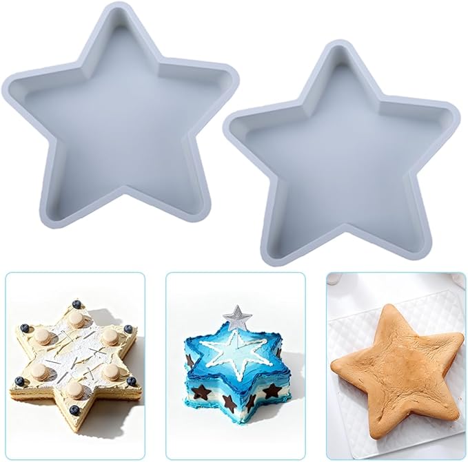Velicber 2 Pcs Star Cake Pan 10 Inch Silicone Star Mold, Easy to Release