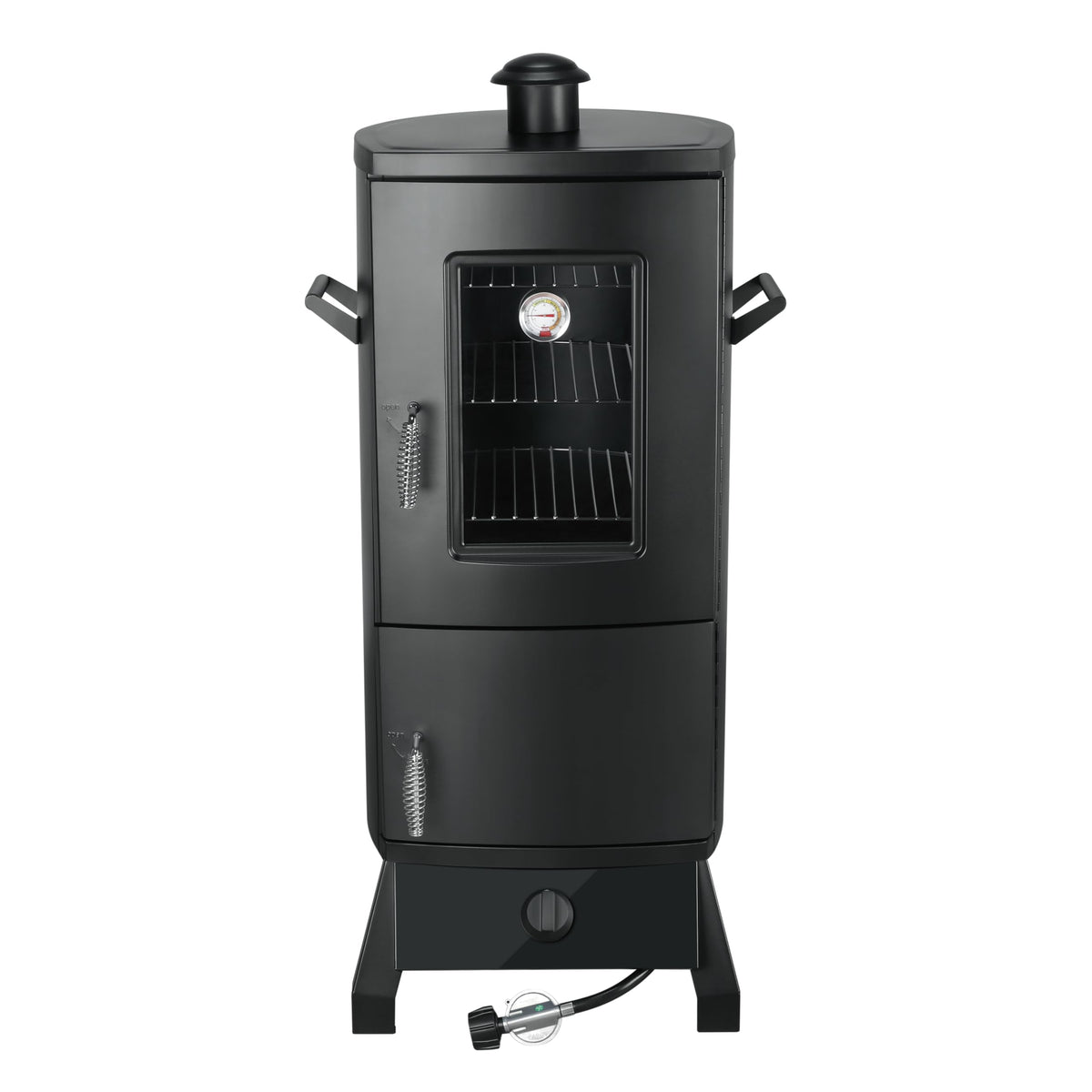 Propane Smoker with Cover, Vertical Meat Gas Smoker Grill Outdoor Heavy Duty 3 Removable Smoking Racks, Black