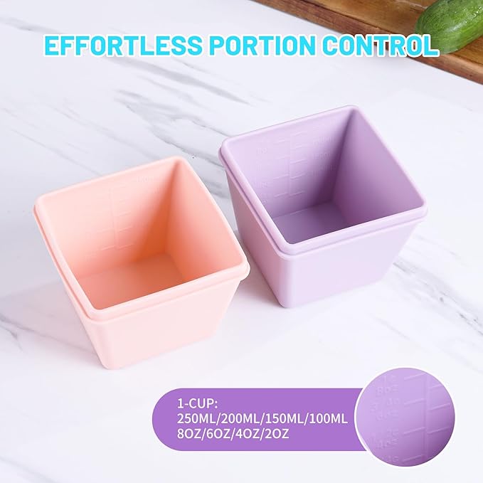 Gemice 1-Cup Silicone Freezer Molds with Lids & Base for Soup, 8-Pack