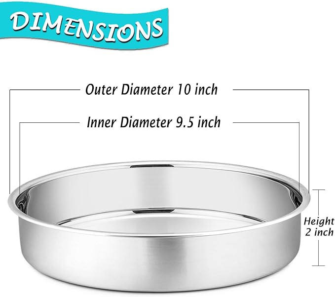 P&P CHEF 9.5 Inch Round Cake Pan Set of 3, Stainless Steel Baking Cake Pans