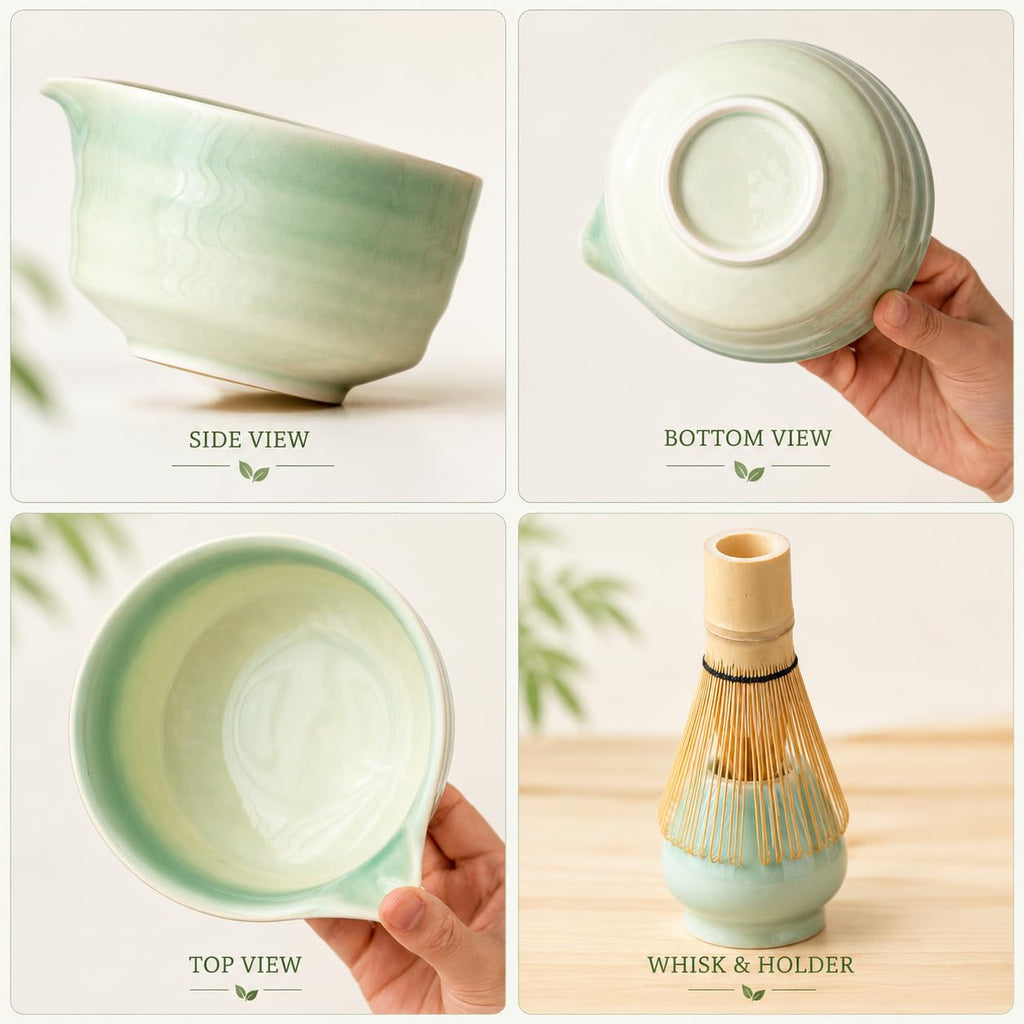 Buucup Japanese Matcha Set with Ceramic Bowl, Whisk & Bamboo Scoop