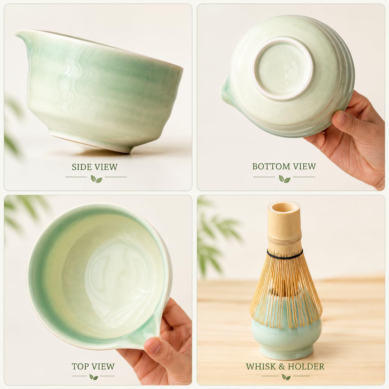 Buucup Japanese Matcha Set with Ceramic Bowl, Whisk & Bamboo Scoop
