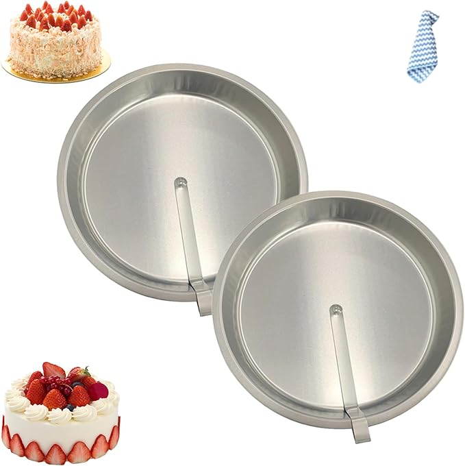 JKWRRRKS Easy Release Pans Round with Lever, 9.7" Quick Release Easy-Out Cake Pan Set,Baking Tools Pans Stainless Steel Round,Apple Pie Bake & Serve Sets, For All Kinds of Bases (2)