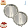 JKWRRRKS Easy Release Pans Round with Lever, 9.7" Quick Release Easy-Out Cake Pan Set,Baking Tools Pans Stainless Steel Round,Apple Pie Bake & Serve Sets, For All Kinds of Bases (2)