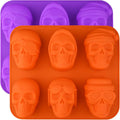 HUAKENER 2 Pack Skull Cake Pan, 3D Skull Silicone Molds, Halloween Molds