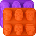 HUAKENER 2 Pack Skull Cake Pan, 3D Skull Silicone Molds, Halloween Molds