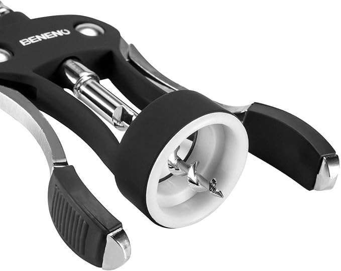 Beneno Premium Classic Wing Corkscrew Wine Opener and Bottle Opener, Black