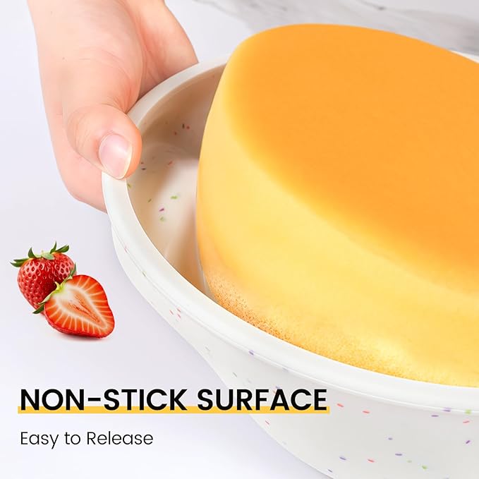 Vinino 10 Inch Cake Pans, 2 Pack Silicone Pans with Steel Frame