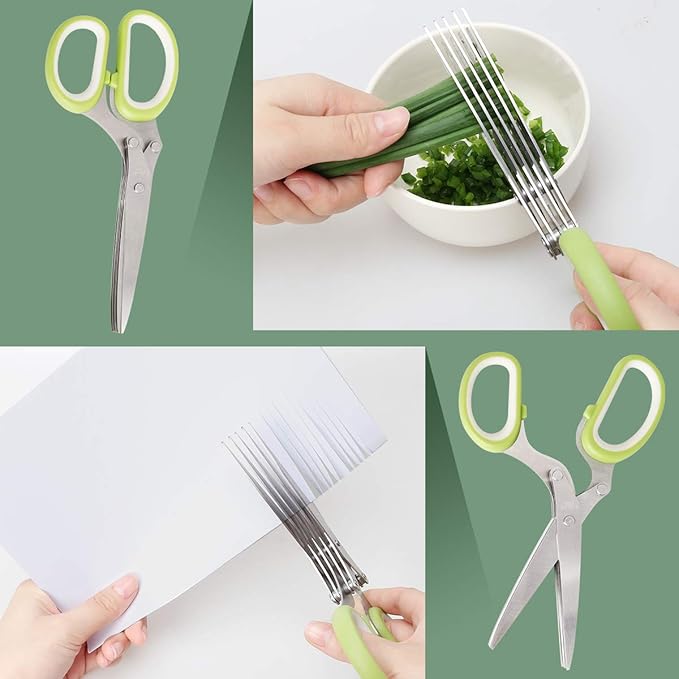 Luxiv Herb Scissors And Stripper Set, 5-Blade Stainless Steel Kitchen Tools