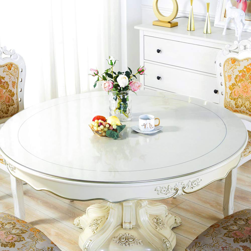 Wadrac Round Clear Table Cover Protector Mat Sofa Side Dining Coffee End Tabletop Protector Plastic Table Pad Vinyl PVC Wipeable Water Resistant Furniture Protective Pad Easy Clean Circle 24 Inch Dia