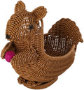 PSYCONES hand-woven round rattan basket storage basket storage box ornaments decorative basket multifunctional picnic food bread basket fruit gift basket key basket. (squirrel)