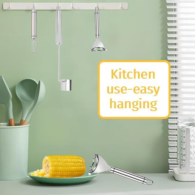 3 Pcs Corn Peeler, Corn stripper for corn on the cob remover tool 304 Stainless Steel with Ergonomic Handle Easy to Use Corn Peeler for Corn on the Cob Safe Durable Kitchen Tools with Hand Protect