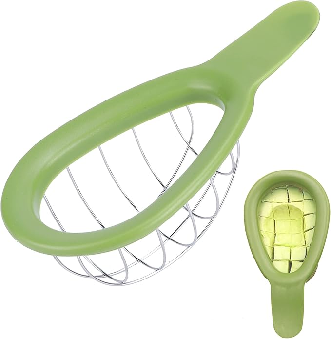 Avocado Cuber Tool, Stainless Steel Avocado Slicer Cutter Salad Tools Kitchen Gadget with Ergonomic Handle for Salads, Guacamole or Smoothie, 6.3x3.2in