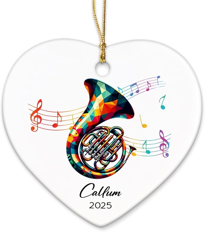 French Horn Ceramic Ornaments, Customized Name & Year French Horn Player Christmas Ornament Gifts, Musical Instrument Ornaments Xmas Tree, Personalized Music Lovers Ceramic Ornament Decoration 2026