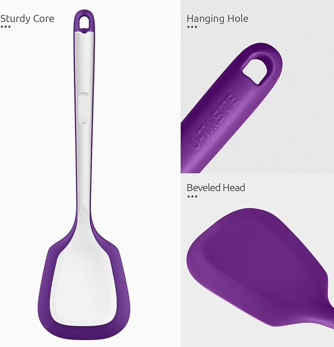 U-Taste Silicone Turner Cooking Spatula, 13.6" Long/3.7" Wide, Purple