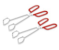 Hiash 10-Inch Heavy Duty Stainless Steel Kitchen Tongs - Non-Slip Comfortable Red Grip, Scissor Design, Heat Resistant for BBQ and Cooking, Set of 2