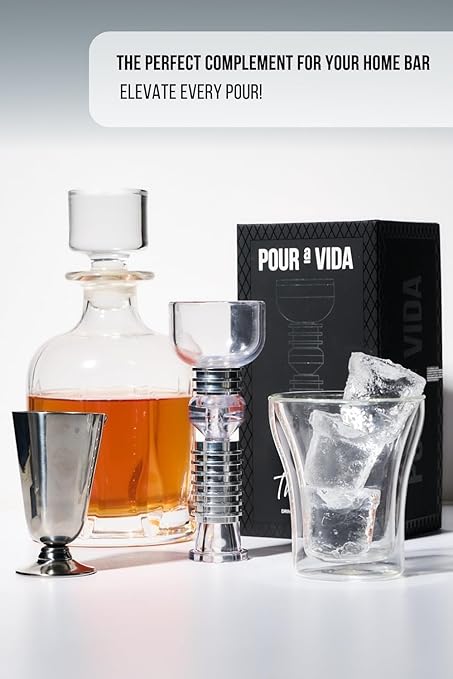 POUR a VIDA The Paz Magnetic Filtration Funnel - Stainless Steel Funnel for Smoother, Enhanced & Refined Drink Flavor - Premium Barware Essentials