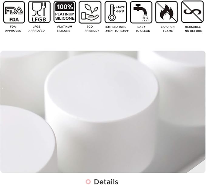 OCPO Kitchen Cylinder Silicone Mold for Baking Mousse Cake, 8 Cavities