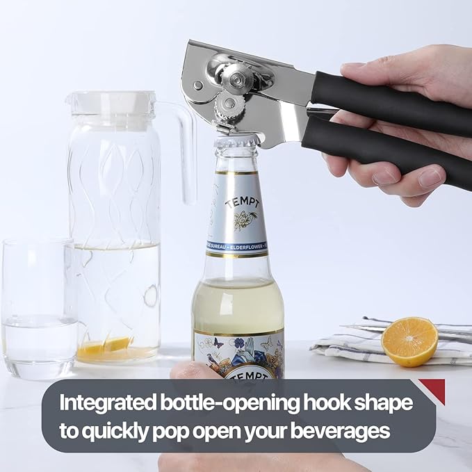 UHIYEE Commercial Can Opener Heavy Duty, Hand Crank for Large Cans, Black