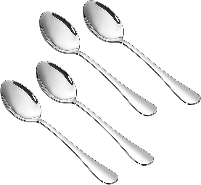 SANTUO 8-Piece Stainless Steel Dinner Spoons, 18/10 Food-Grade Table Spoons,Mirror Polished & Dishwasher Safe, Heavy Duty Metal Spoons for Home, Kitchen, or Restaurant, Rust-Proof & BPA-Free