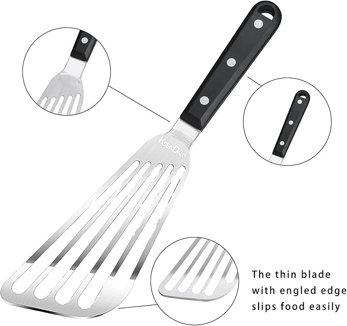 KSENDALO 2 Pack Flexible Fish Spatula Stainless Steel for Kitchen