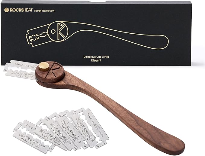 ROCKSHEAT Bread Lame with 5 Feather Blades, Dough Scoring Tool with Storage Box, Sourdough Scoring Tool for Bread Baking, Dexterous-Cut Series Scoring Knife (ELEGANT)