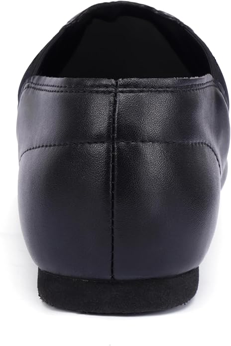 Linodes Unisex 006 PU Leather Upper Slip-on Jazz Shoe for Women and Men's Dance Shoes-Black 8.5M
