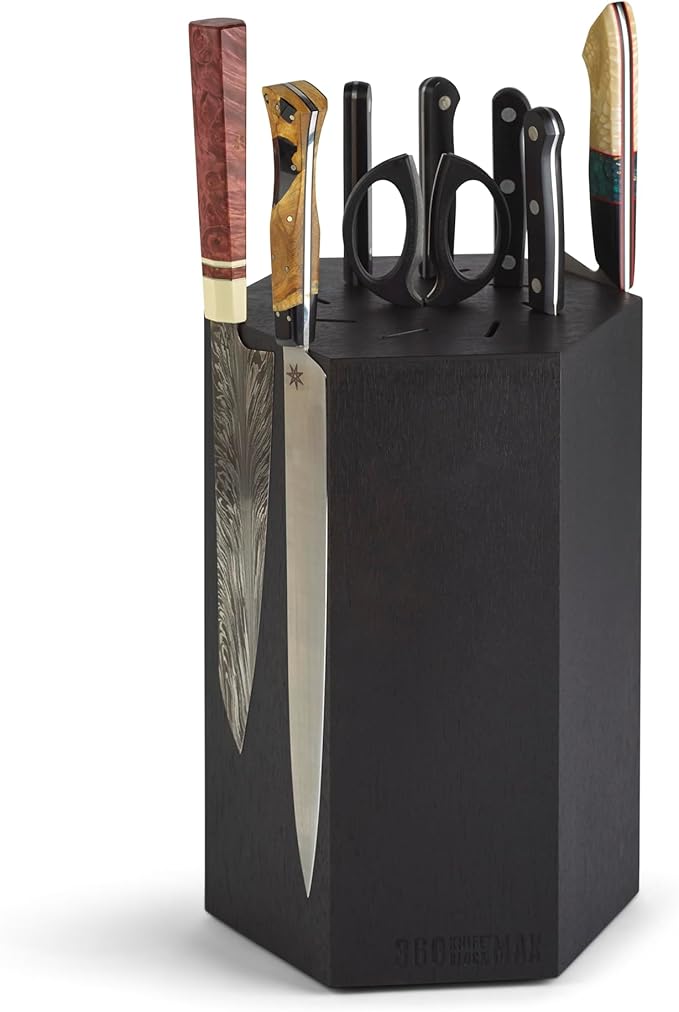 360KnifeBlock® MAX (black) ROTATING Magnetic Knife Block