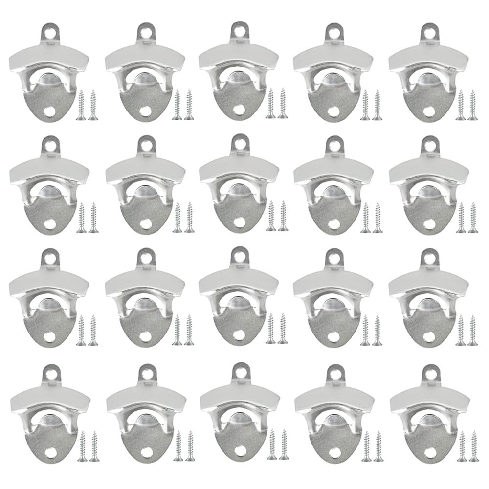 ANSLYQA 20 Pack Bottle Opener Wall Mounted (Silver)