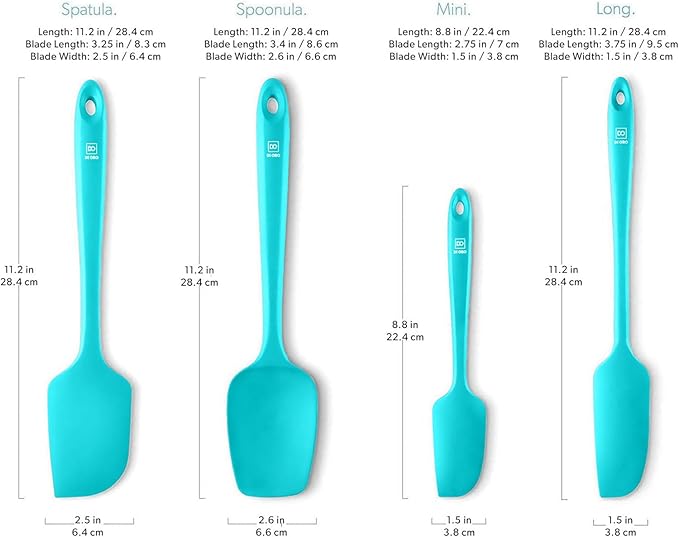 DI ORO Silicone Spatula Set - 600F Heat Resistant, 4-Pc Teal