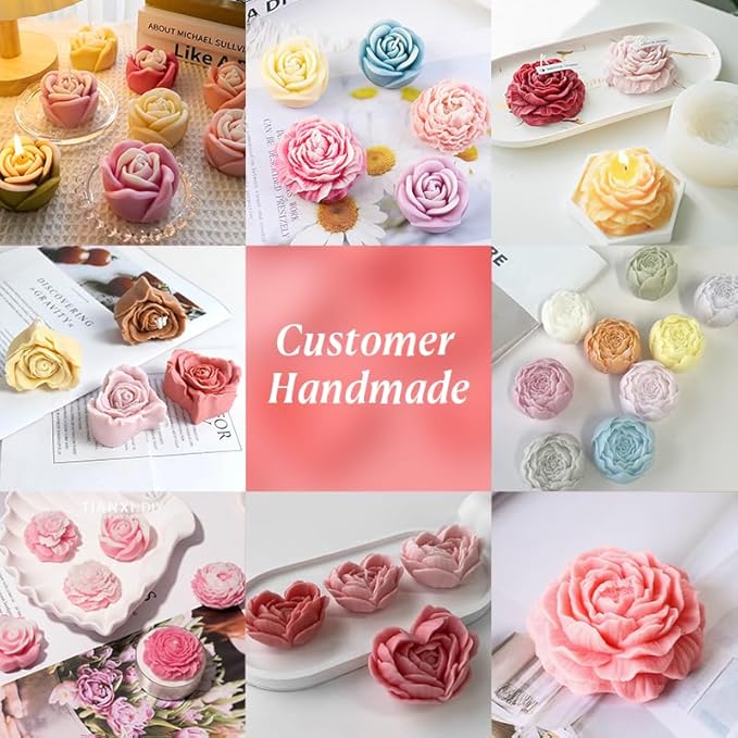 MGLIFEUL 9PCS 3D Flower Candle Making Molds Moldes de Silicona para Velas