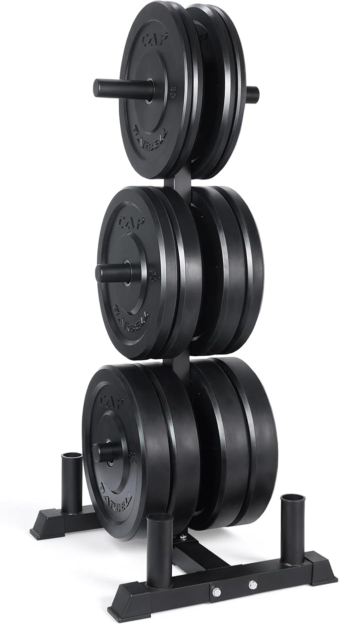 CAP 370lb Elite Olympic Bumper Plate Set with Storage Rack