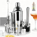 9-Piece Cocktail Shaker with Stand, 25oz Bartender Kit, Cocktail Shaker with Strainer Set, Bar Set Jigger for Bartending Drink Mixer Set, Cocktail Set Recipe (Silver)