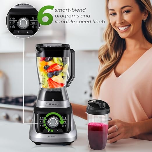 Koblenz Bob Countertop Blender, 1400W, 68 oz, Black/Chrome, LKM-9610