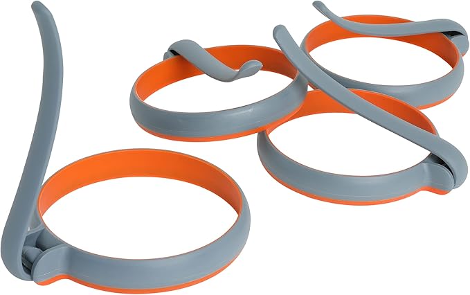 Silicone Egg Rings for Frying Egg, Cooking Egg Mold For Frying, Round Perfect Fried Egg Ring for Griddle, Nonstick Food Grade Egg Circle Omelet Rings For Griddle (Gray, 4Pcs Round)