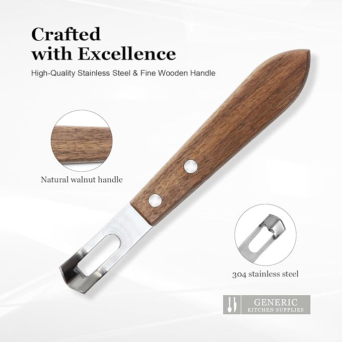 Channel Knife for Cocktails, Lemon Twist Tool and Citrus Peeler, Orange Peeler for Old Fashioned, Stainless Steel Bar Peeler with Walnut Handle for Home Bar Garnishes
