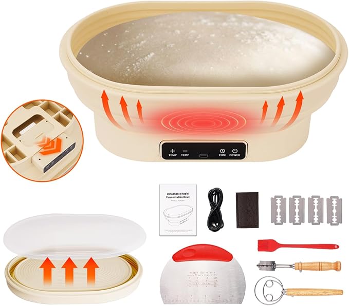 XPXKJ Heating Bread Proofing Basket (11.1×7.2×4.2'')