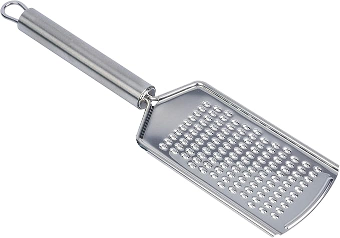 Restaurantware Stainless Steel Fine Cheese Grater - German Standard Lemon Zester with Ergonomic Handle, Sharp Blades, Dishwasher Safe - Handheld Kitchen Grater for Parmesan, Garlic, Ginger