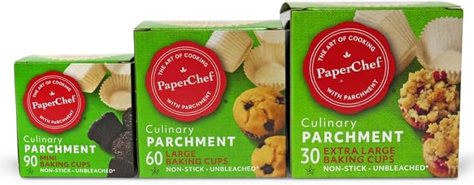 PaperChef Variety Pack Parchment Cups XL, Large, Mini, Nonstick 3 Pack