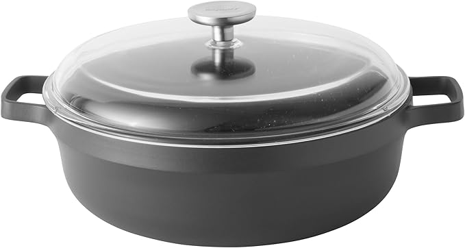 BergHOFF GEM 11" Nonstick Saute Pan 4.9Qt,Glass Lid,Oven Safe